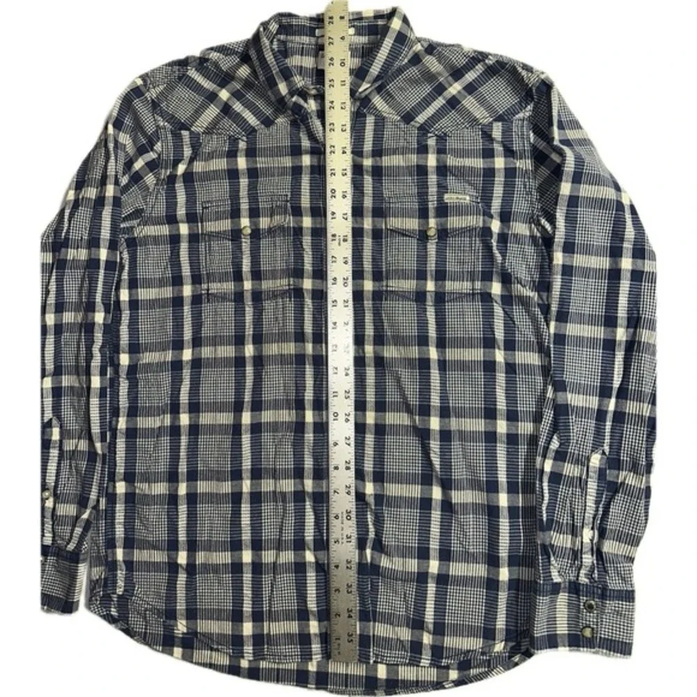 Lucky Brand Shirt Pearl Snap Mens‎ LARGE Long Sleeve Button Up Plaid
